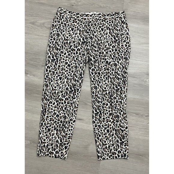 J. Crew Capri Crop Pants Leopard  Animal Print work casual office size 6 - Picture 1 of 6